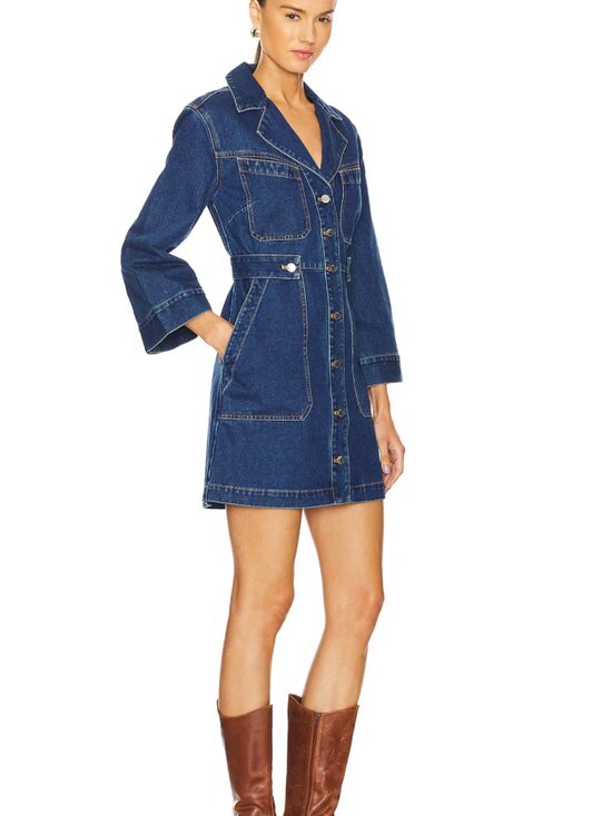 Veronica Beard McKinley Dress Blue Denim Shirt Dress Cotton Size Large - Picture 3 of 8